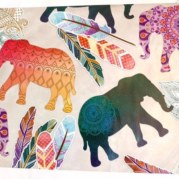 3/$45 ⭐️ Bohemian Themed Die Cut Shapes - 20 Pc (NEW) Elephants Feathers - Picture 2 of 5